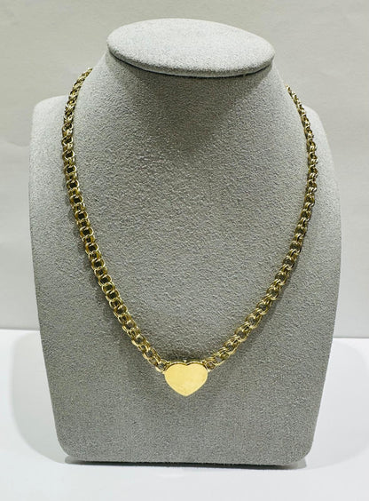 10K GOLD CHINO HEART LINK CHAIN- WEIGHT: 18.8gm    22"