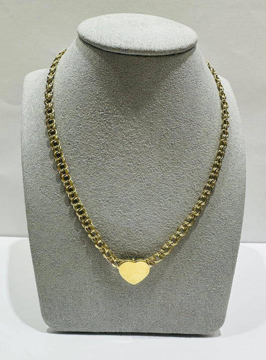 10K GOLD CHINO HEART LINK CHAIN- WEIGHT: 18.8gm    22"