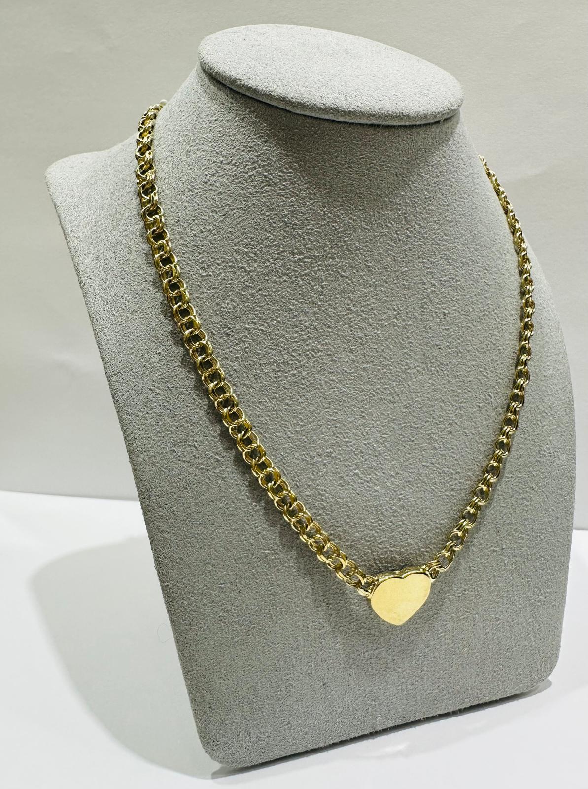 10K GOLD CHINO HEART LINK CHAIN- WEIGHT: 18.8gm    22"
