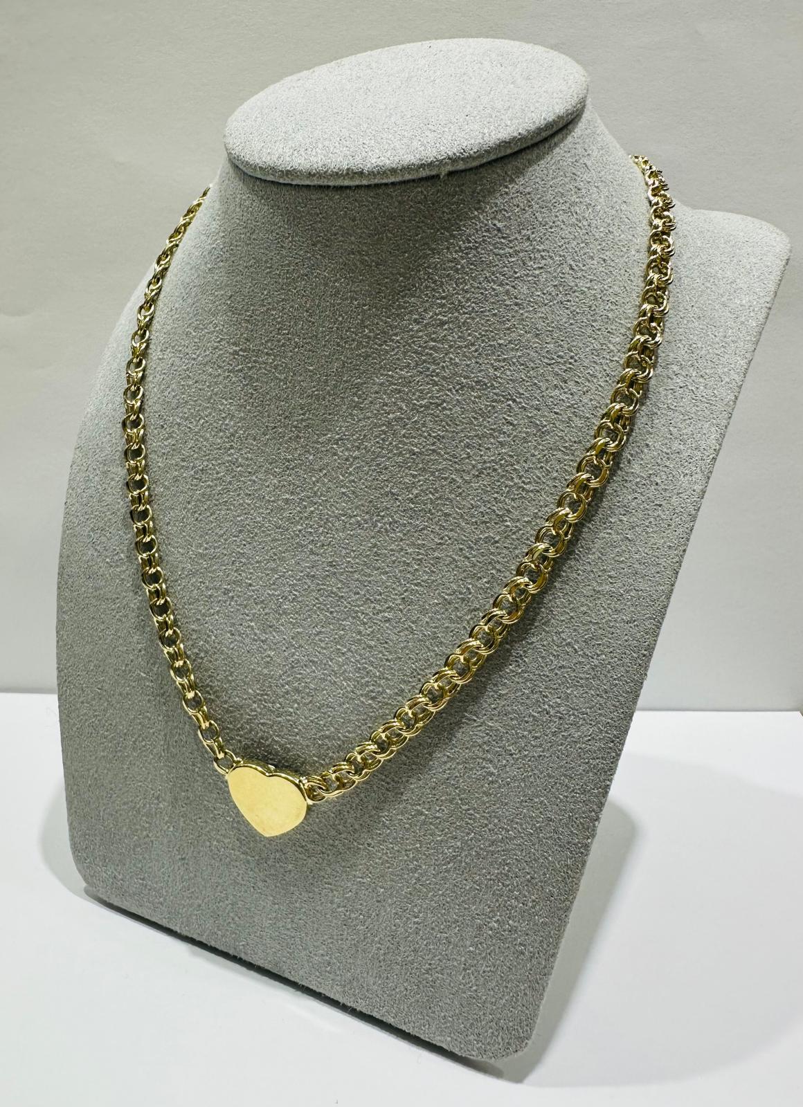 10K GOLD CHINO HEART LINK CHAIN- WEIGHT: 18.8gm    22"