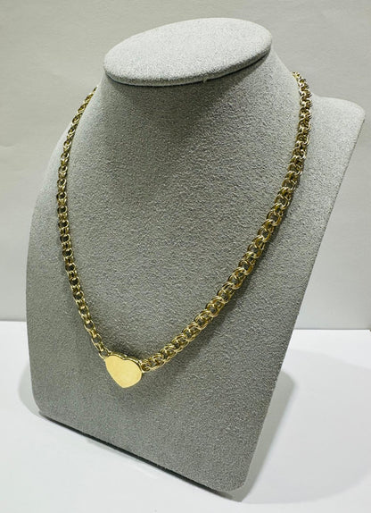 10K GOLD CHINO HEART LINK CHAIN- WEIGHT: 18.8gm    22"