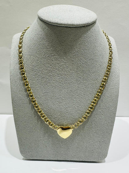 10K GOLD CHINO HEART LINK CHAIN- WEIGHT: 20.7gm    24"