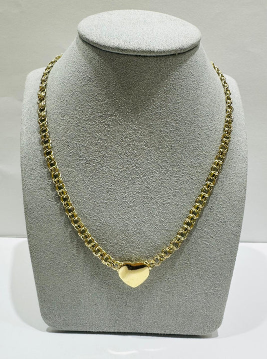 10K GOLD CHINO HEART LINK CHAIN- WEIGHT: 20.7gm    24"