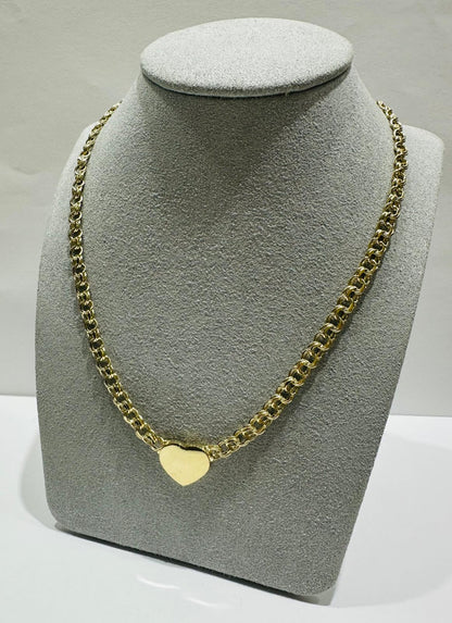10K GOLD CHINO HEART LINK CHAIN- WEIGHT: 20.7gm    24"
