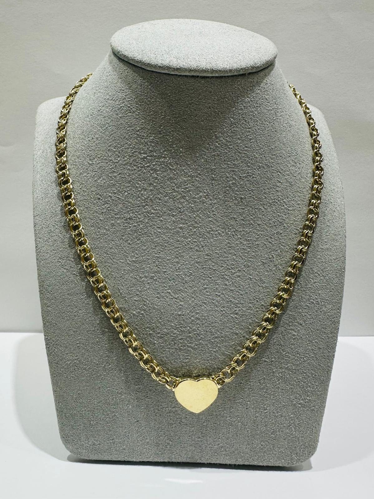 10K GOLD CHINO HEART LINK CHAIN- WEIGHT: 18.0gm    20"