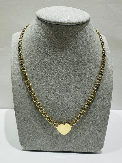 10K GOLD CHINO HEART LINK CHAIN- WEIGHT: 18.0gm    20"