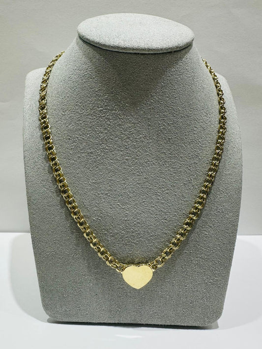 10K GOLD CHINO HEART LINK CHAIN- WEIGHT: 18.0gm    20"