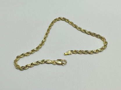 10K GOLD ROPE BRACELET- WEIGHT: 2.0gm    7"    2.60mm