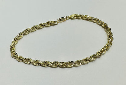 10K GOLD ROPE BRACELET- WEIGHT: 2.8gm    8"    3.89mm