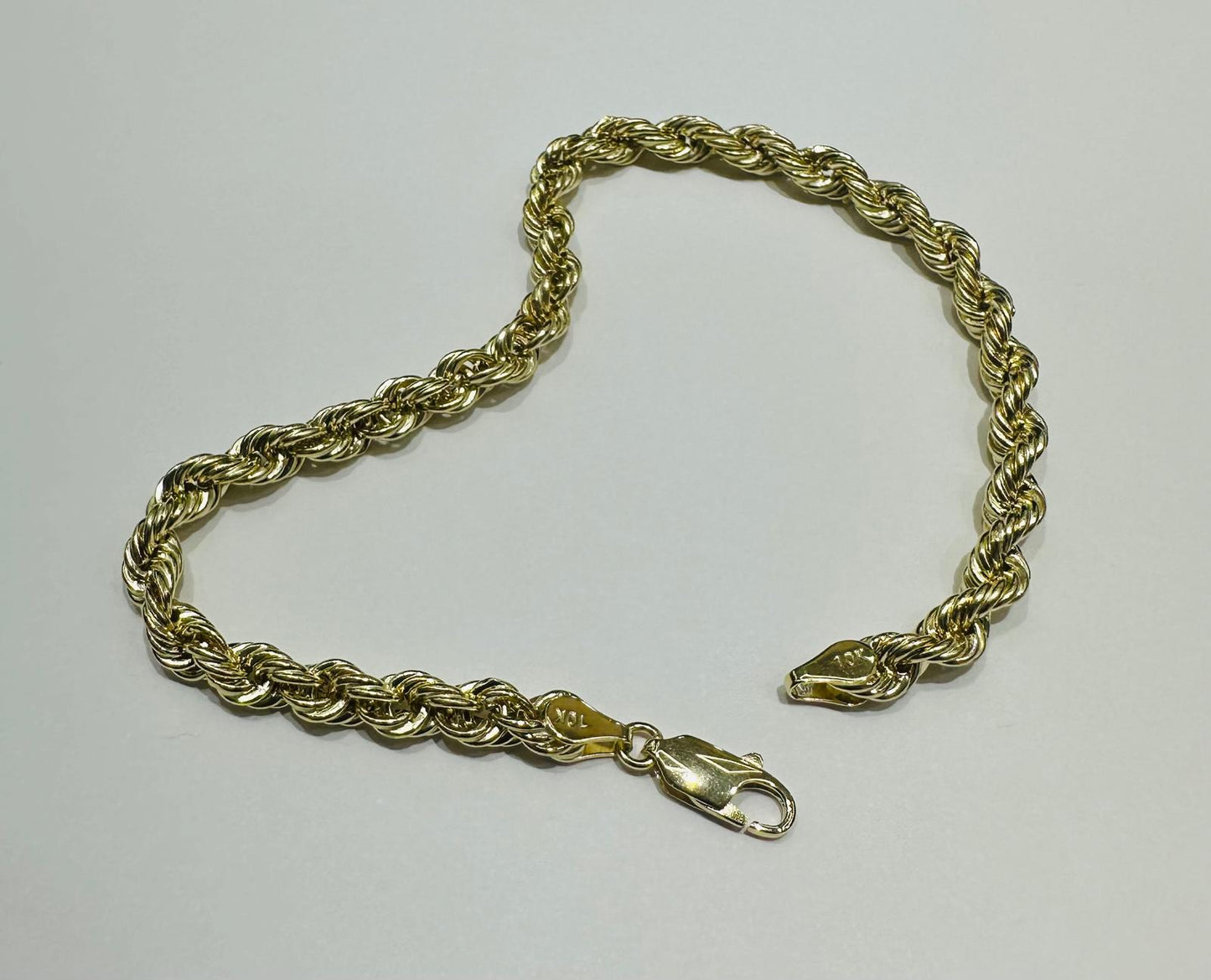 10K GOLD ROPE BRACELET- WEIGHT: 3.8gm    9"    4.75mm