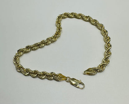 10K GOLD ROPE BRACELET- WEIGHT: 3.8gm    9"    4.75mm