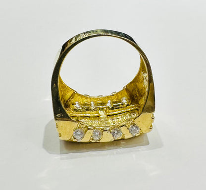 10K GOLD LAST SUPPER RING WITH CZ STONES- WEIGHT: 9.0gm