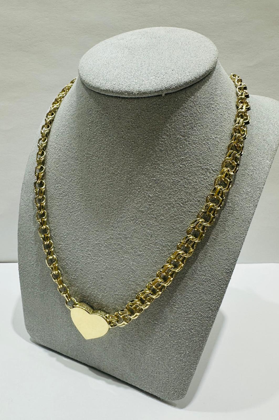 10K GOLD HEART CHINO LINK CHAIN- 18"  7.00mm  33.3gm