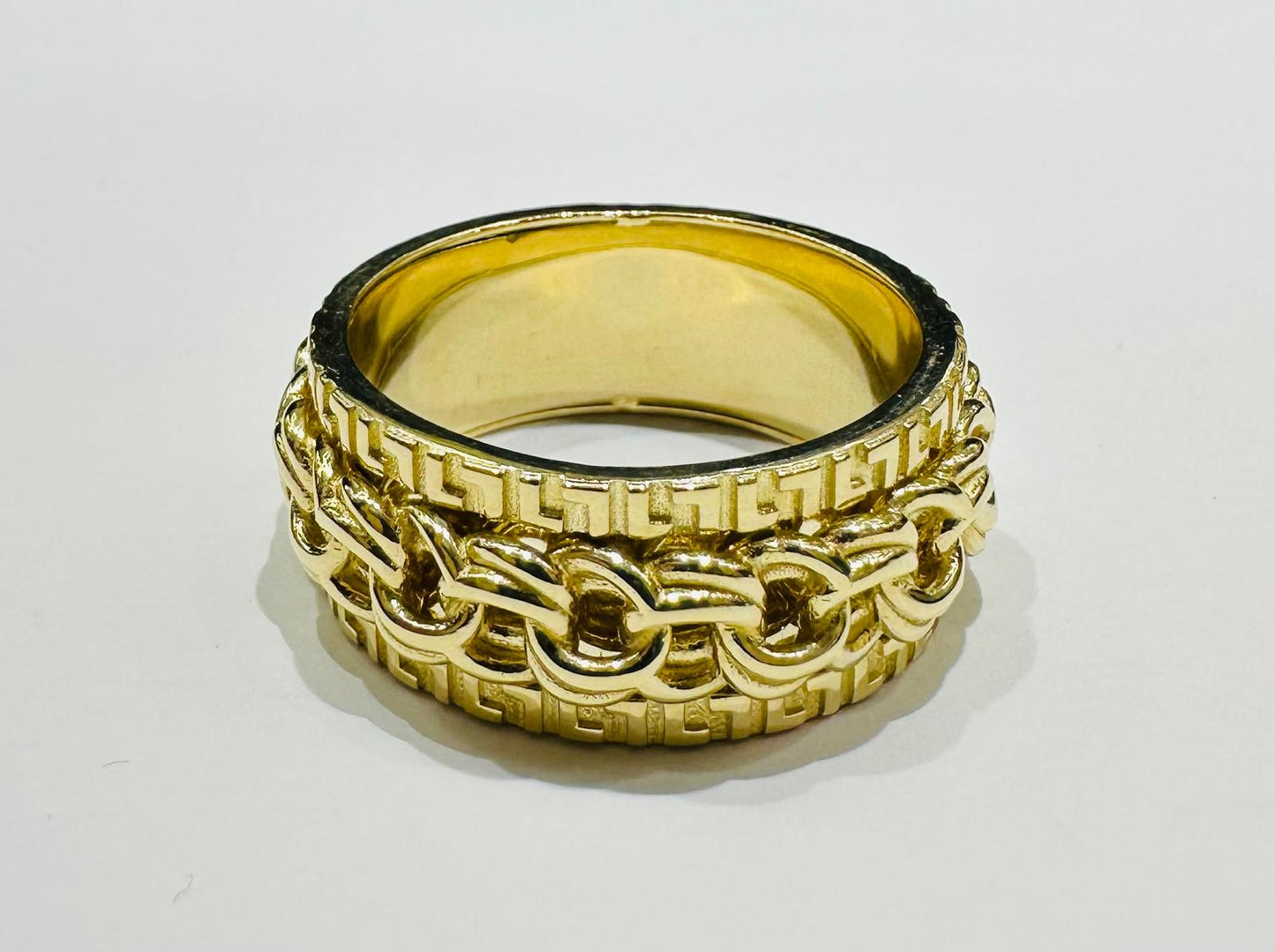 10K GOLD SPINNING CUBAN LINK RING- 11.5gm