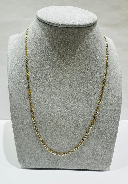 10K GOLD DIAMOND CUT FIGARO LINK CHAIN- WEIGHT: 4.6gm   24"   2.22mm