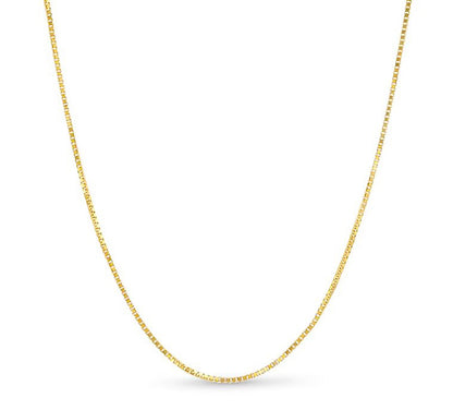 10K YELLOW GOLD BOX 078 GAUGE 26" CHAIN NECKLACE (AVAILABLE IN LENGTHS 7" - 30")
