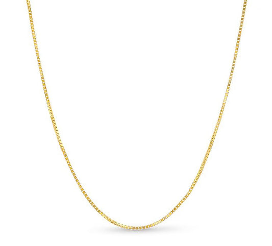 10K YELLOW GOLD BOX 040 GAUGE 18" CHAIN NECKLACE (AVAILABLE IN LENGTHS 7" - 30")