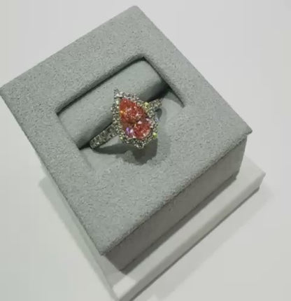 14K GOLD LAB GROWN PINK PEAR DIAMOND RING  VS-  2.25TC/CT1.50