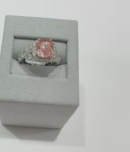 14K GOLD LAB GROWN PINK VS2 DIAMOND RING-  4.75CT