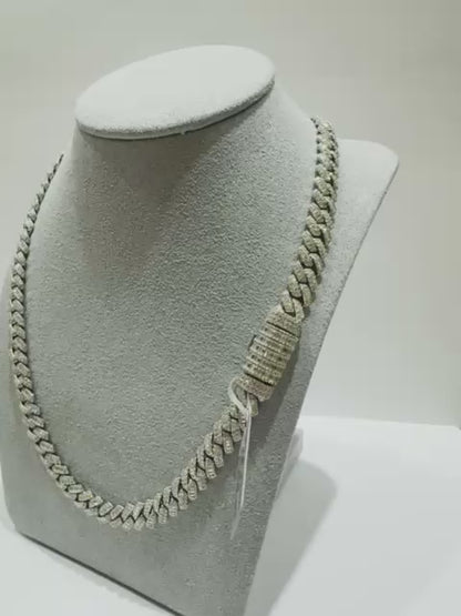 SILVER MOISSANITE NECKLACE VVS   10.53CTW   8.2mm   20"