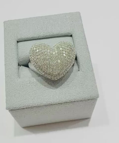 10K WHITE GOLD NATURAL DIAMOND HEART RING- WEIGHT: 1.00CT