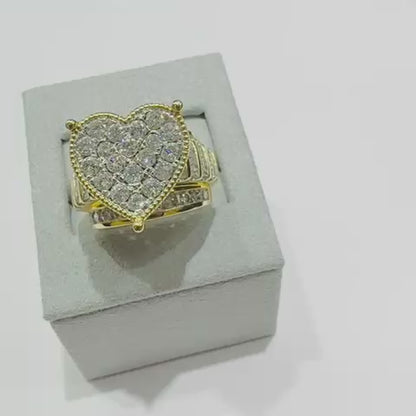 10K YELLOW GOLD NATURAL DIAMOND HEART RING- WEIGHT: 3.000CT