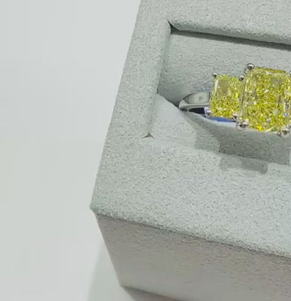 14K GOLD LAB GROWN RADIANT YELLOW DIAMOND RING-  2.50CT