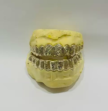 10K GOLD NUGGET CUT DIAMOND DUST GRILL- (12 TOP & BOTTOM : $2399) - ( AVAILABLE IN 6PC, 8PC, 10PC, 12PC)