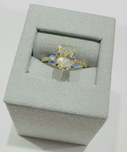 14K GOLD LAB GROWN VS1/VS2 OVAL DIAMOND RING-  2.20CT