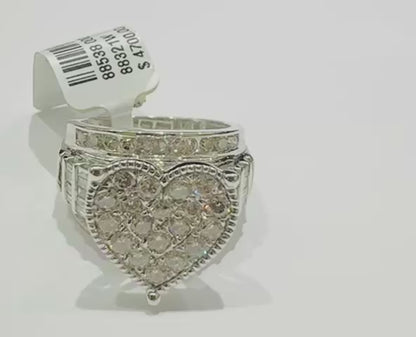 10K WHITE GOLD NATURAL DIAMOND HEART RING- WEIGHT: 2.00CT