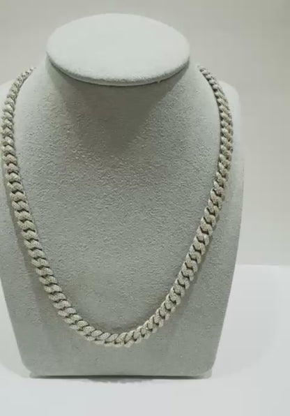 SILVER MOISSANITE NECKLACE VVS   12.47CTW   8mm   20"