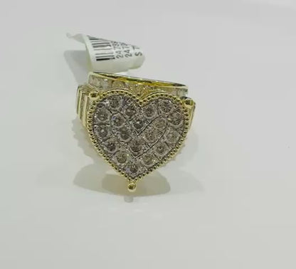 10K YELLOW GOLD NATURAL DIAMOND HEART RING- WEIGHT: 3.000CT