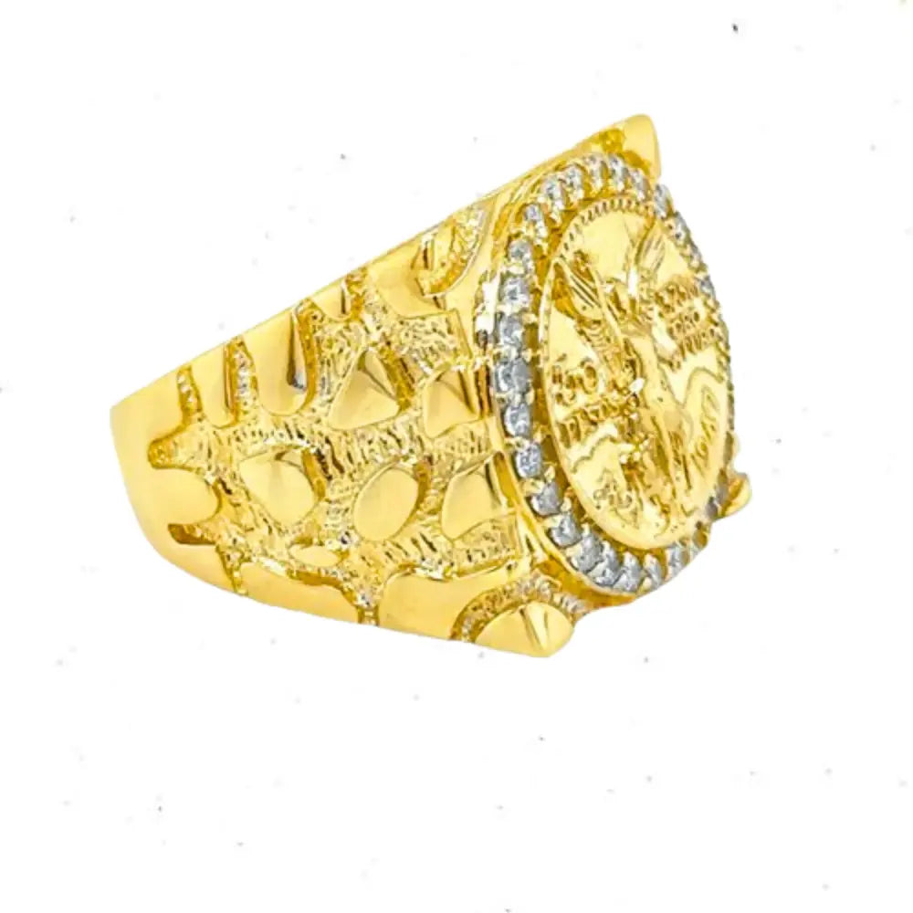 10K Gold Replica Centenario Nugget Ring- WEIGHT:8.4gm