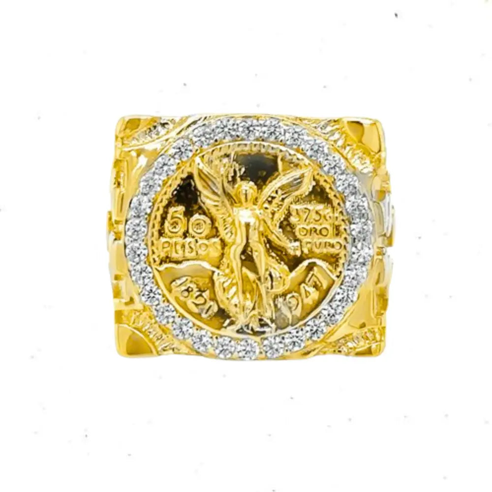 10K Gold Replica Centenario Nugget Ring- WEIGHT:8.4gm